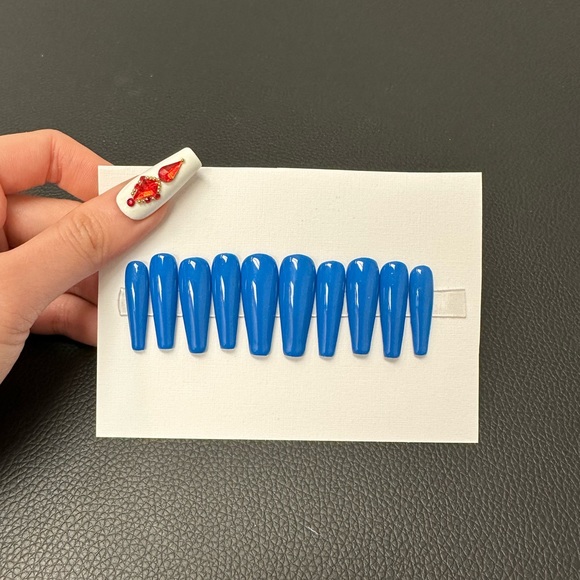 Blue set handmade press on - Picture 1 of 9